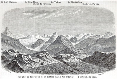 Alpes Pennines vues du col de Torrent, en 1865 (GRV)