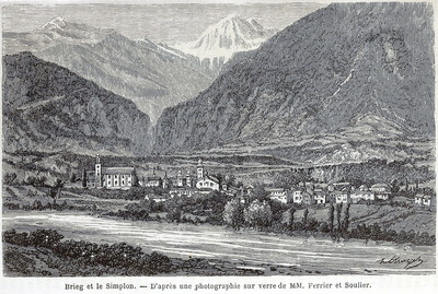 Brigue, vue vers le Simplon en 1865 (GRV)