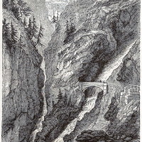 Gorges de Gondo : cascade du Fressinone , en 1865 (GRV)