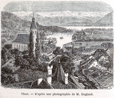 Les Alpes bernoises vues de Thoune, en 1865 (GRV)