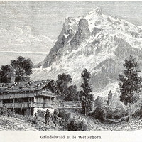 Wetterhorn vu de Grindelwald, en 1865 (GRV)