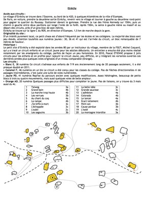 Topo  des circuits jaune et orange d'Étréchy