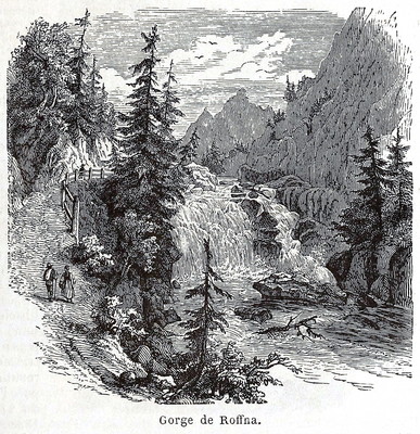 Chute du Rhin à Ruffla, en 1865 (GRV)