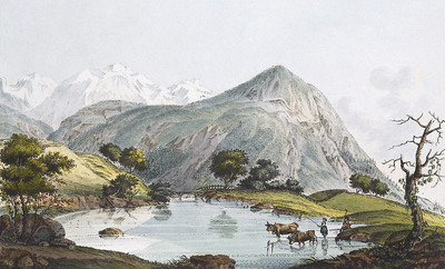 Lac de Chède et le Mont Blanc, par J.F. Albanis Beaumont Lac de Chède et le Mont Blanc, par J.F. Albanis Beaumont