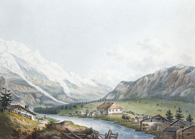 Largentière et le Mont Blanc, en 1787, par J.F. Albanis Beaumont Largentière et le Mont Blanc, en 1787, par J.F. Albanis Beaumont