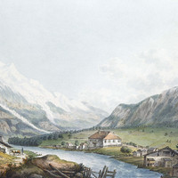 Largentière et le Mont Blanc, en 1787, par J.F. Albanis Beaumont