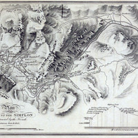 Carte du simplon, ancienne et nouvelle route du XIXe