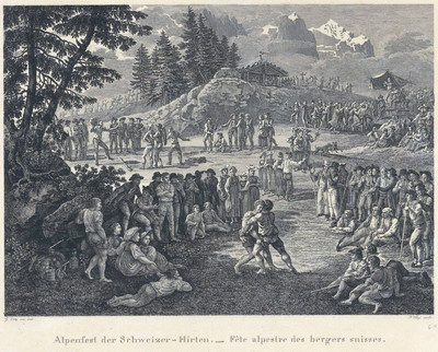 Fête des Bergers devant le Wellhorn et le Wetterhorn, par G. Lory Fête des Bergers devant le Wellhorn et le Wetterhorn, par G. Lory