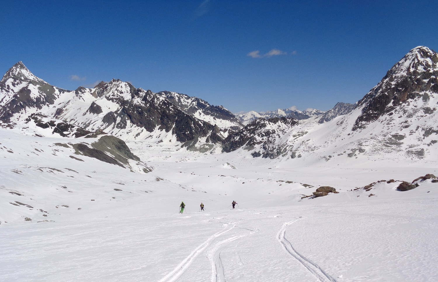 Dal Col de Cheilon, la discesa sul ghiacciaio