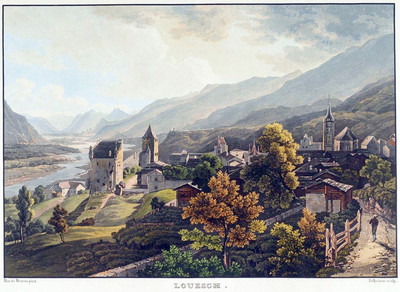 Loèche, vallée du Rhône, par Maximilien de Meuron Loèche, vallée du Rhône, par Maximilien de Meuron