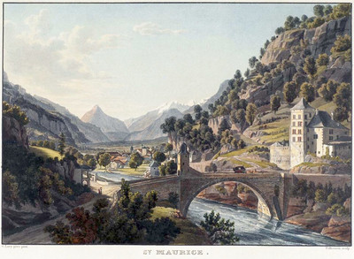Pont de Saint-Maurice sur le Rhône, par G. Lory Pont de Saint-Maurice sur le Rhône, par G. Lory