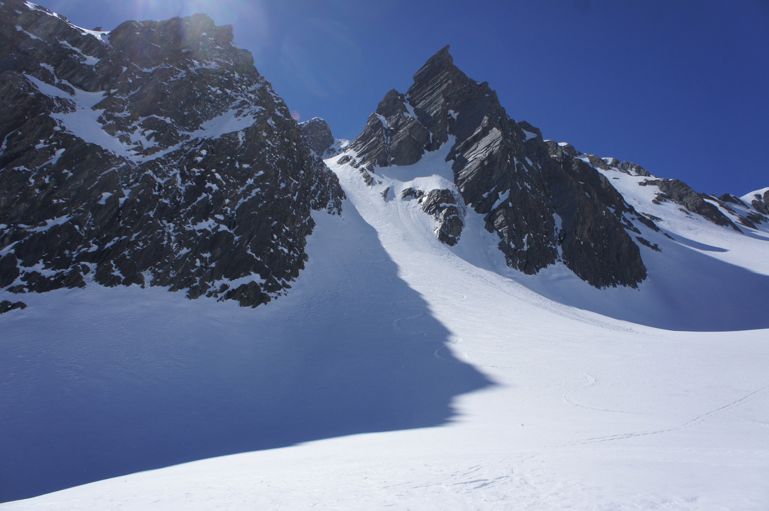 couloir inferieur, la trace du Grand Maitre