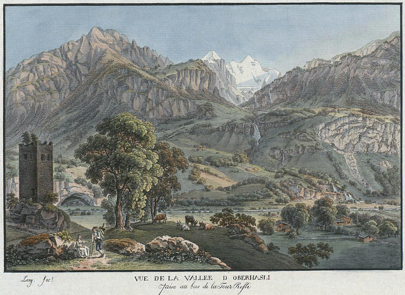 Engelhörner, Wetterhorn vus de la vallée de l'Aar, par G. Lory