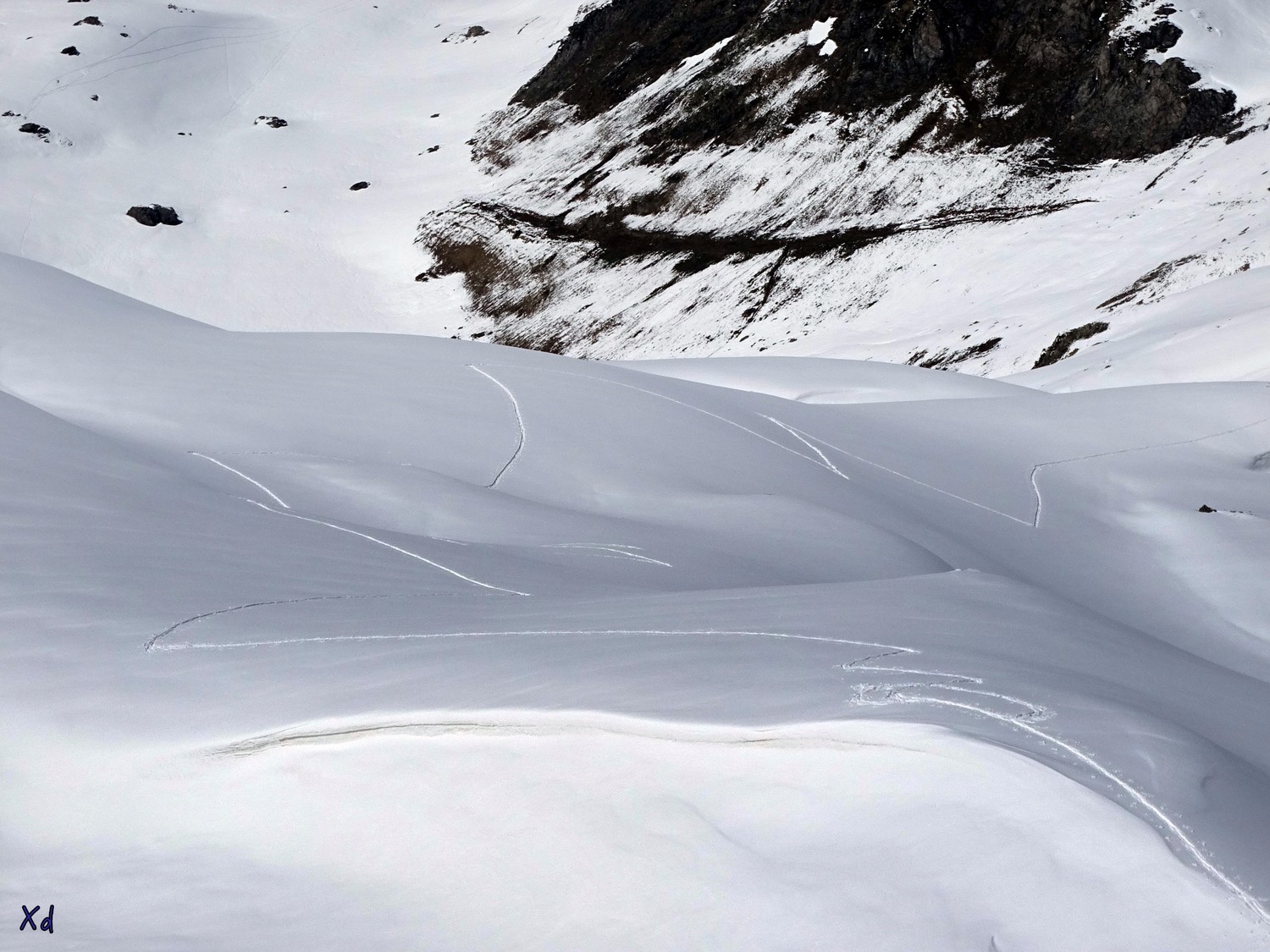 trace de montée depuis le col