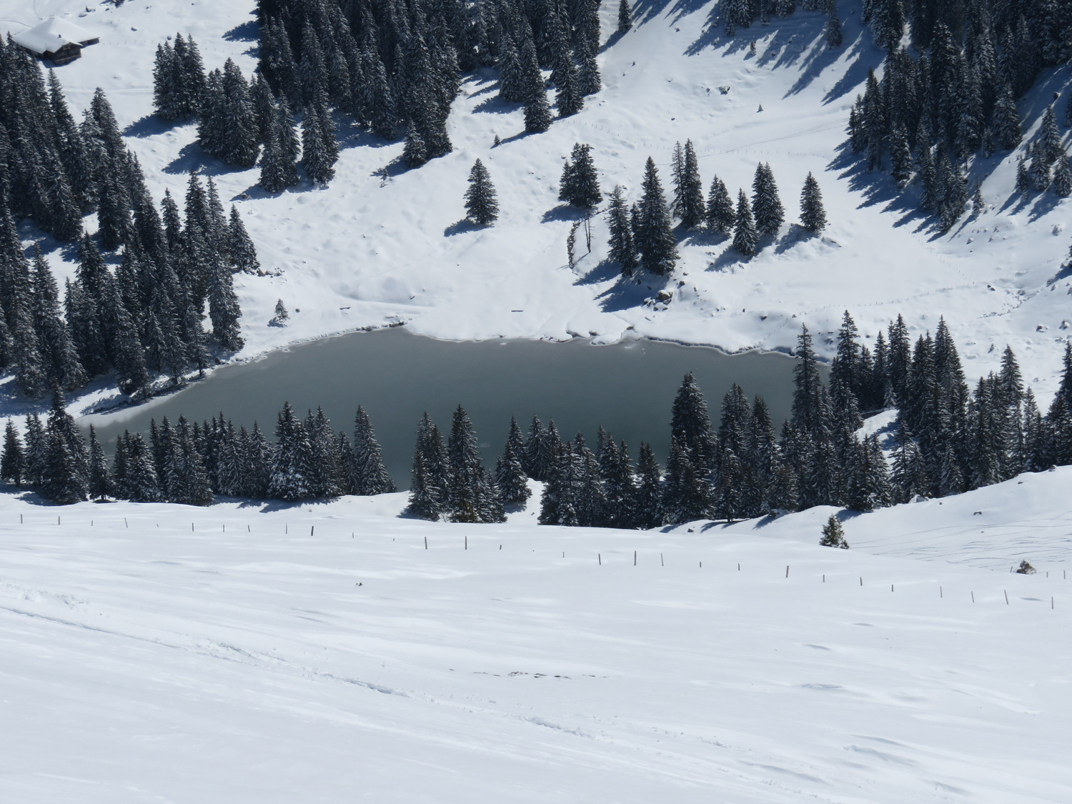 Le lac devient bleu.
