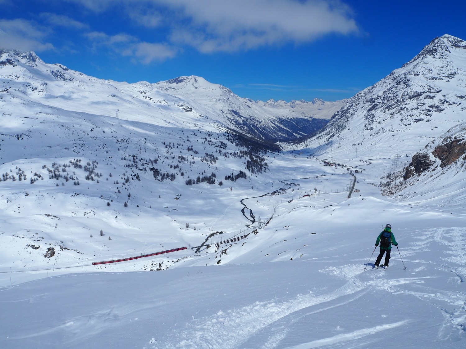 Discesa e trenino rosso del Bernina
