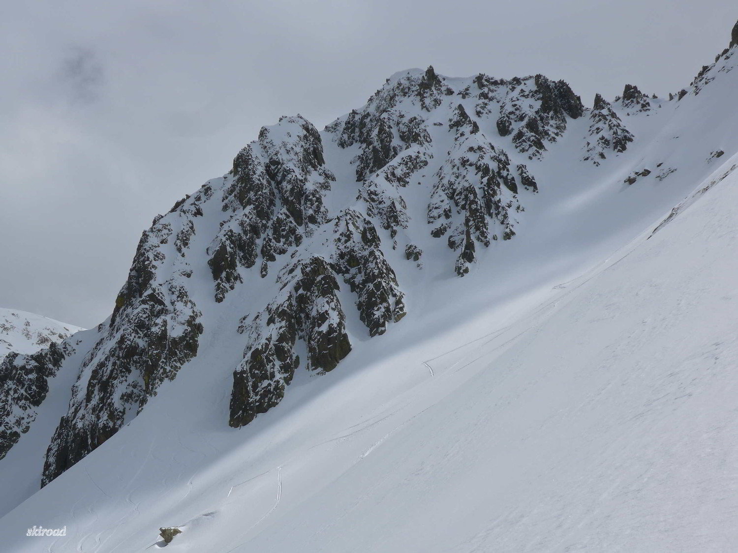 Le Couloir N de la Cime Mercantour tracé ce jour.