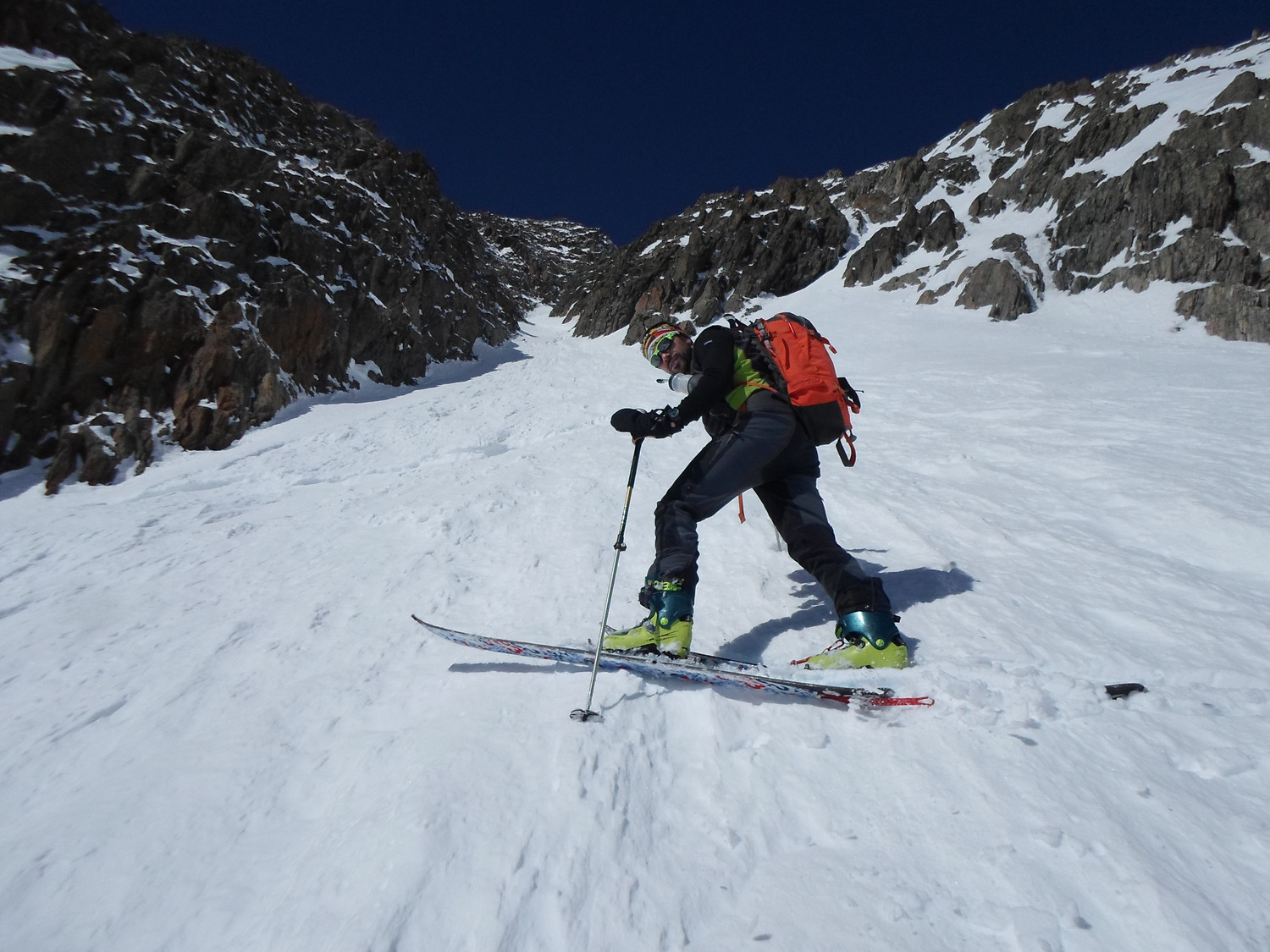 Crepaccia terminale alla base del Couloir Sickinelli al Fleckistock.