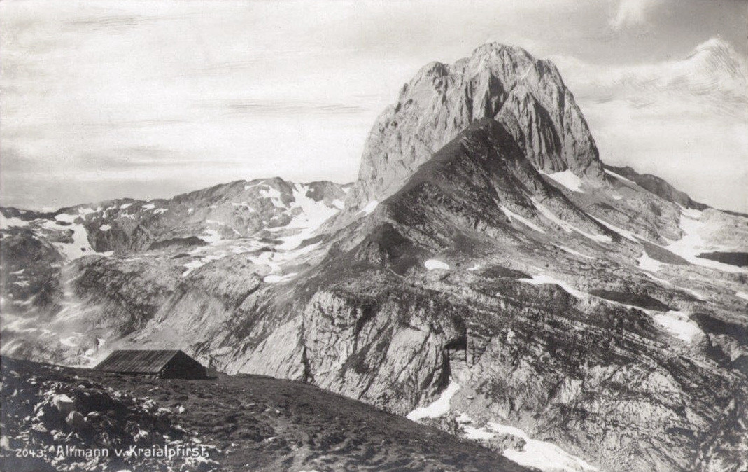 Altmann vom Chreialpfirst mit ehemaliger Schäferhütte um 1910