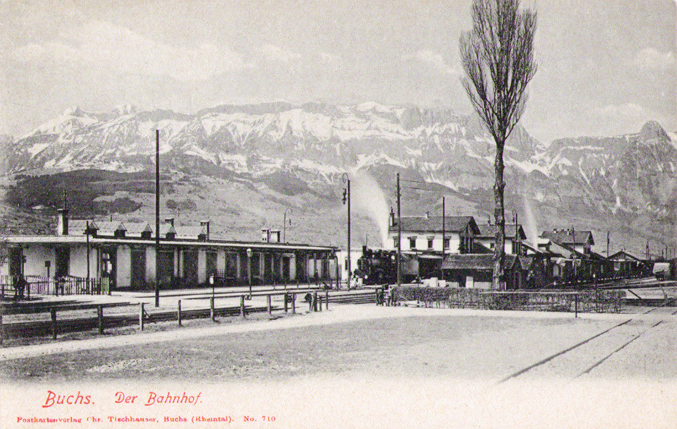 Buchs Bahnhof, Kreuzbergen, um 1900