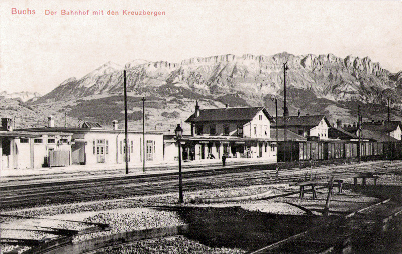 Buchs Bahnhof, Kreuzbergen, um 1910