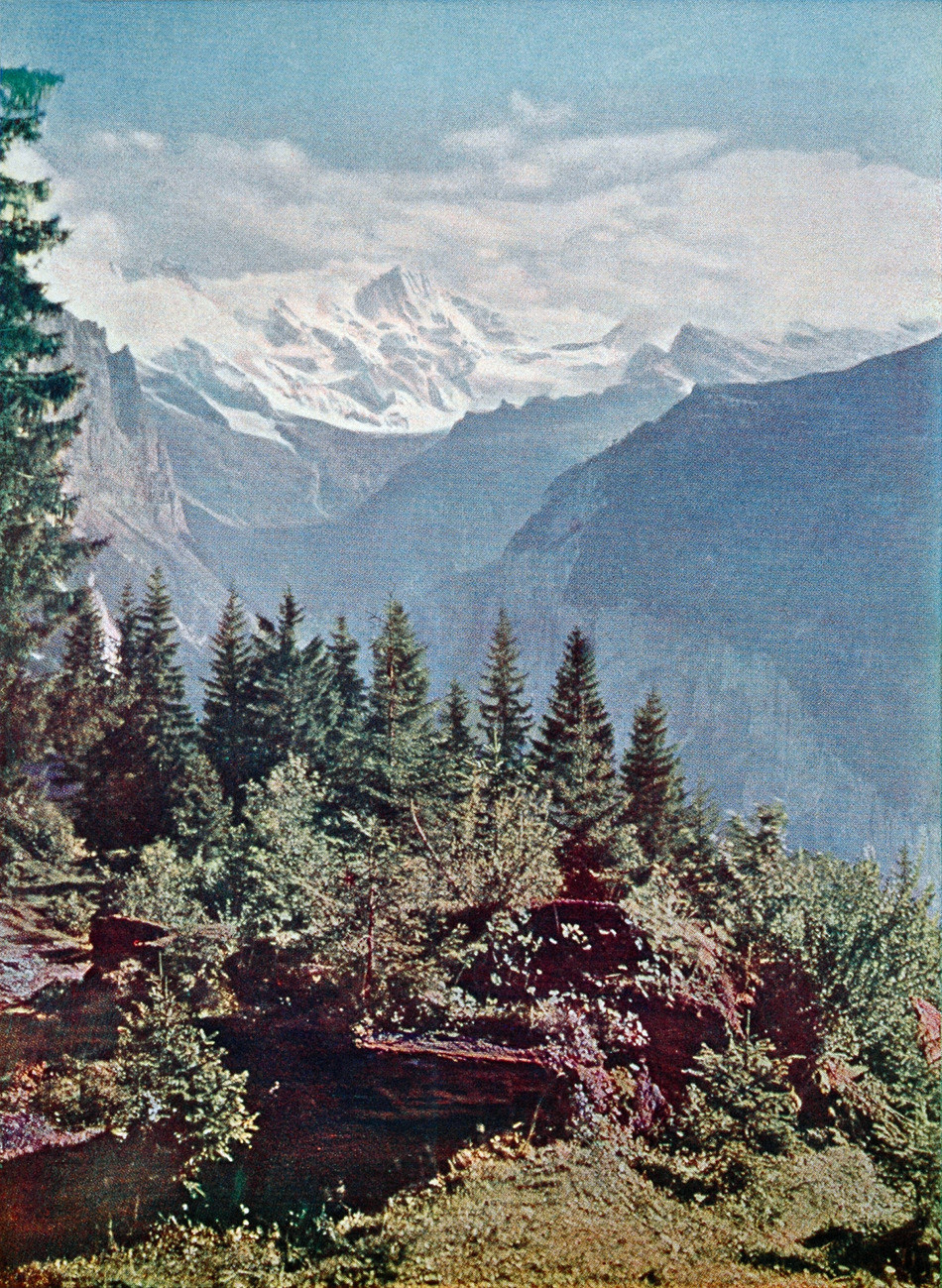 Breithorn et vallée de Lauterbrunnen, autochrome 1907