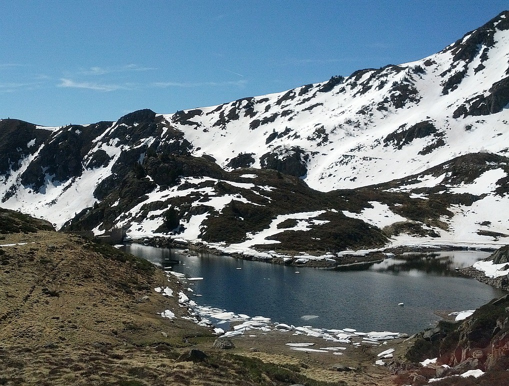 Barrage de la Jasse del Forn, 2050m, etat de la neige, Ariège, Pyrénées