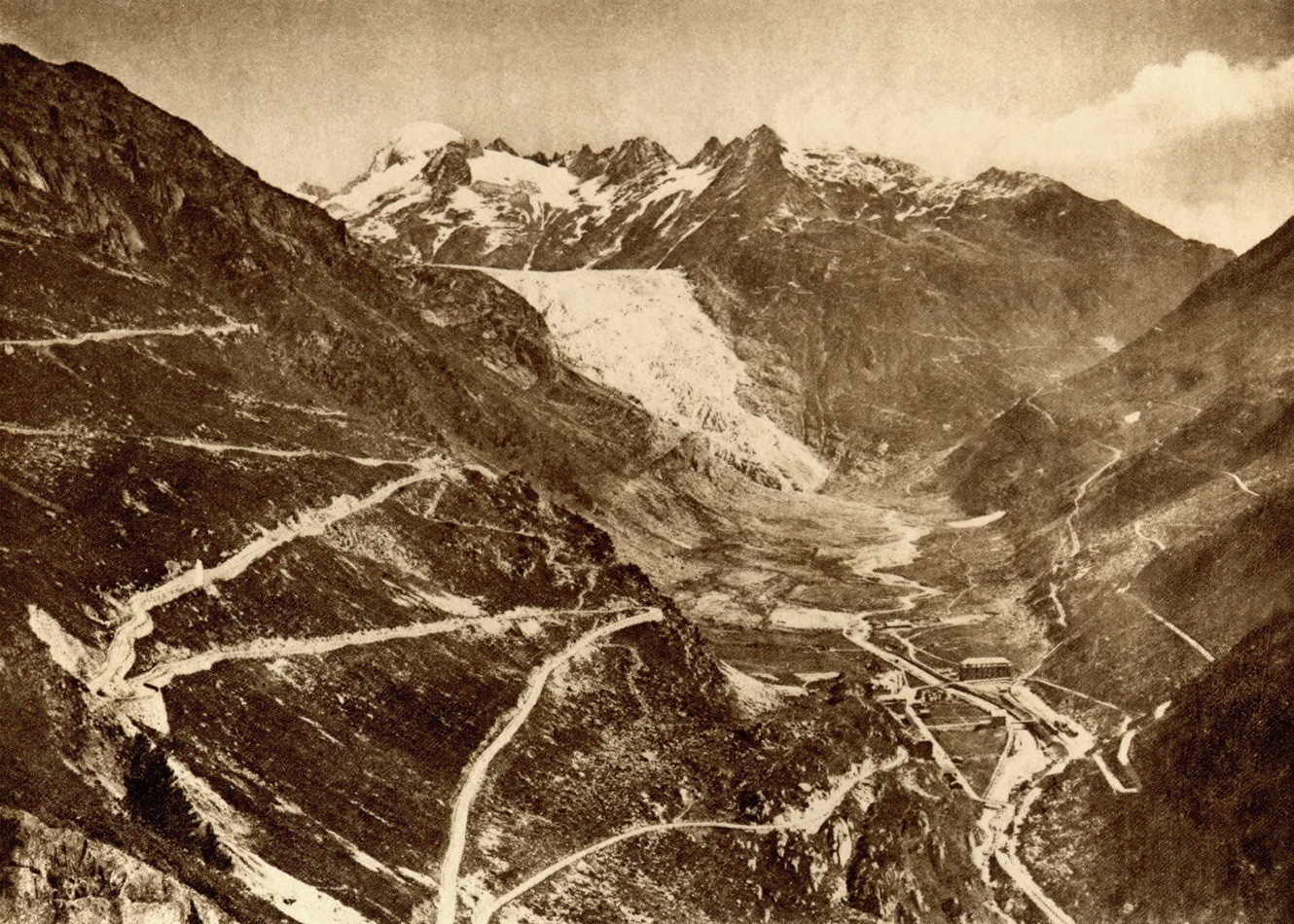 Gletsch - Route du grimsel - Glacier du Rhône par Gaberell, 1929