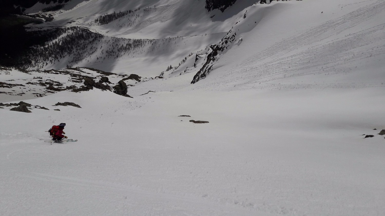 Bon ski dans le tiers supérieur de la face E