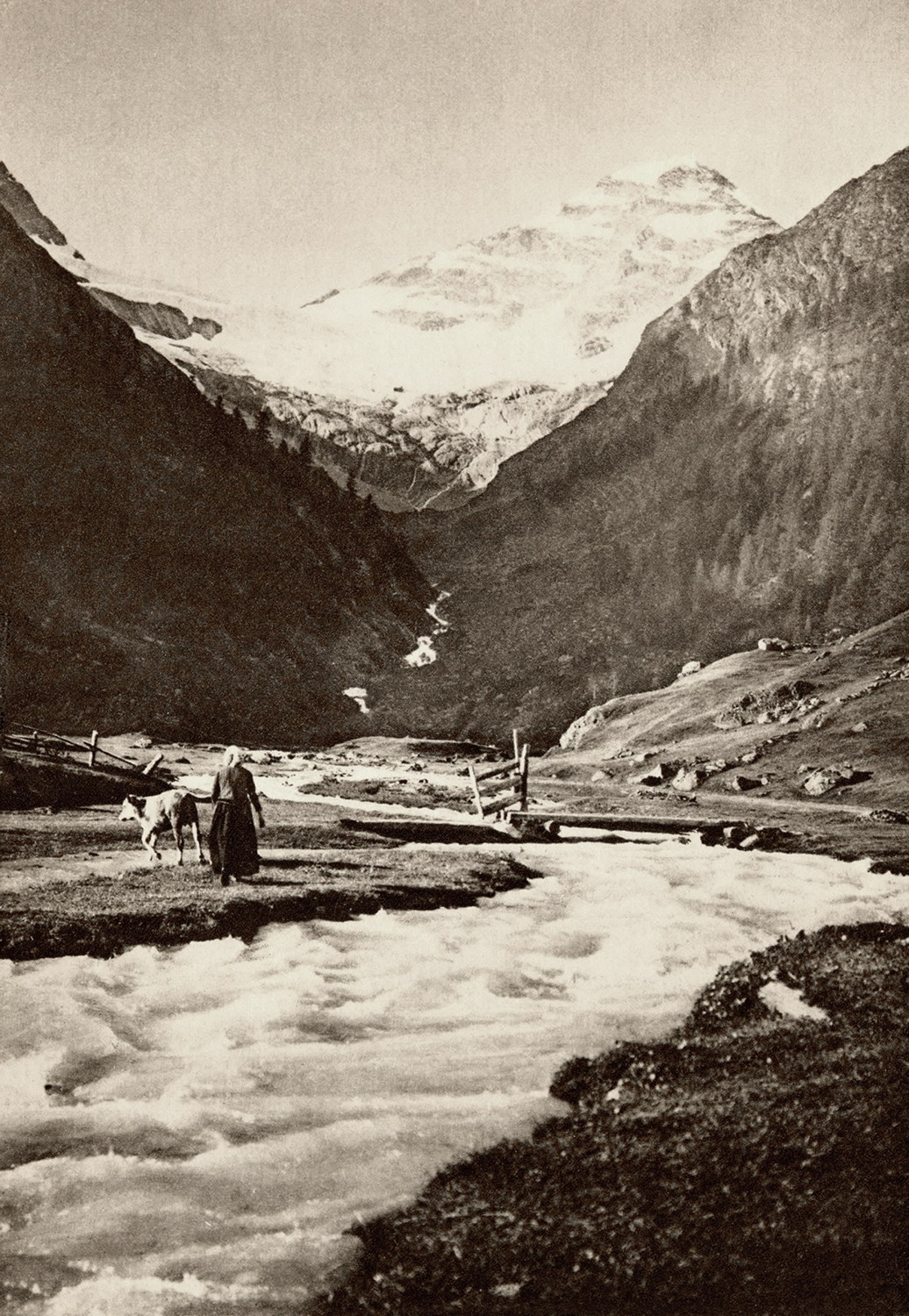 Lötschental, torrent de Fäfler et Breithorn S par Gyger