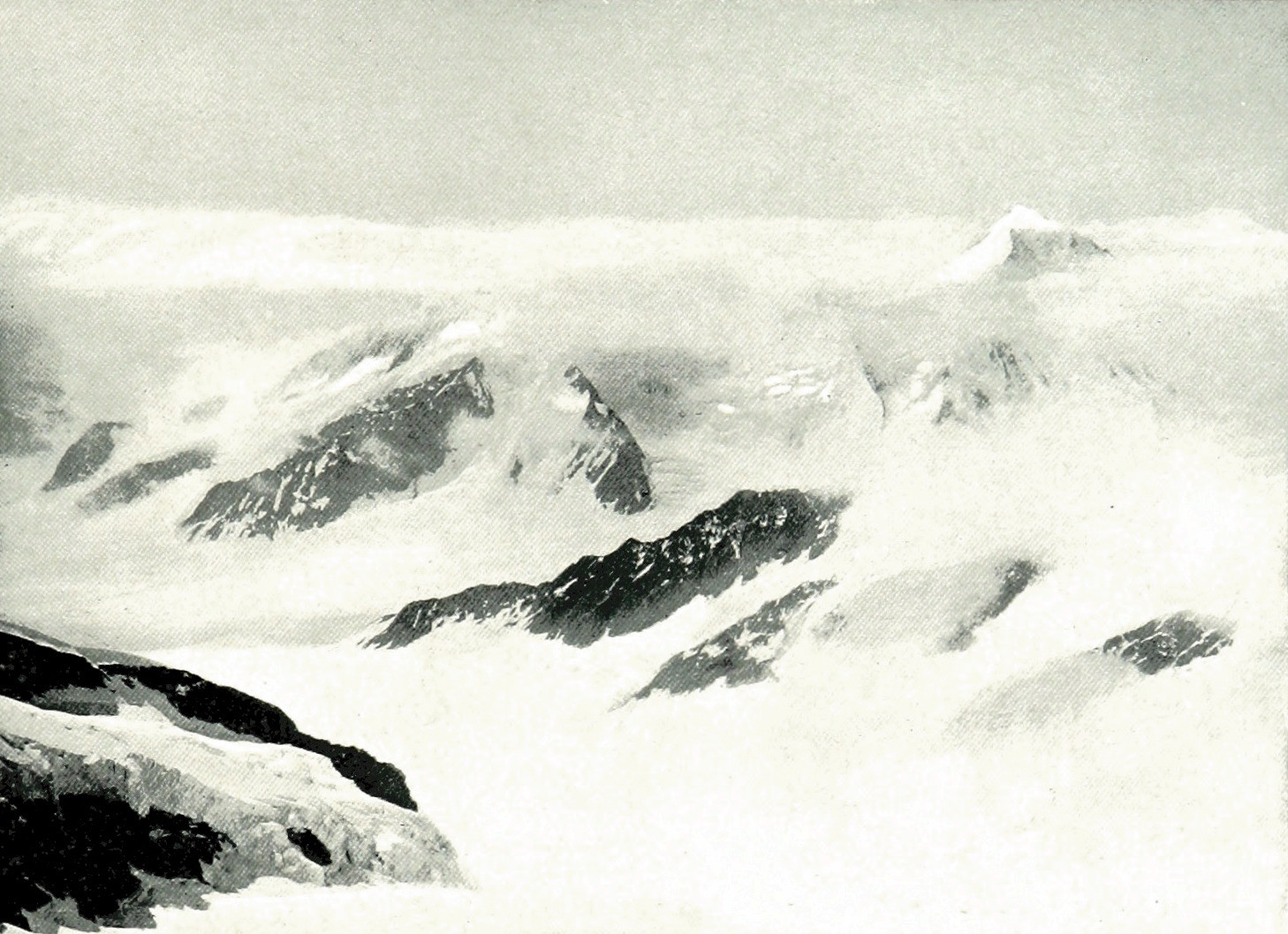 Aletschhorn vu du Mönch par Theodor Wundt, en 1898