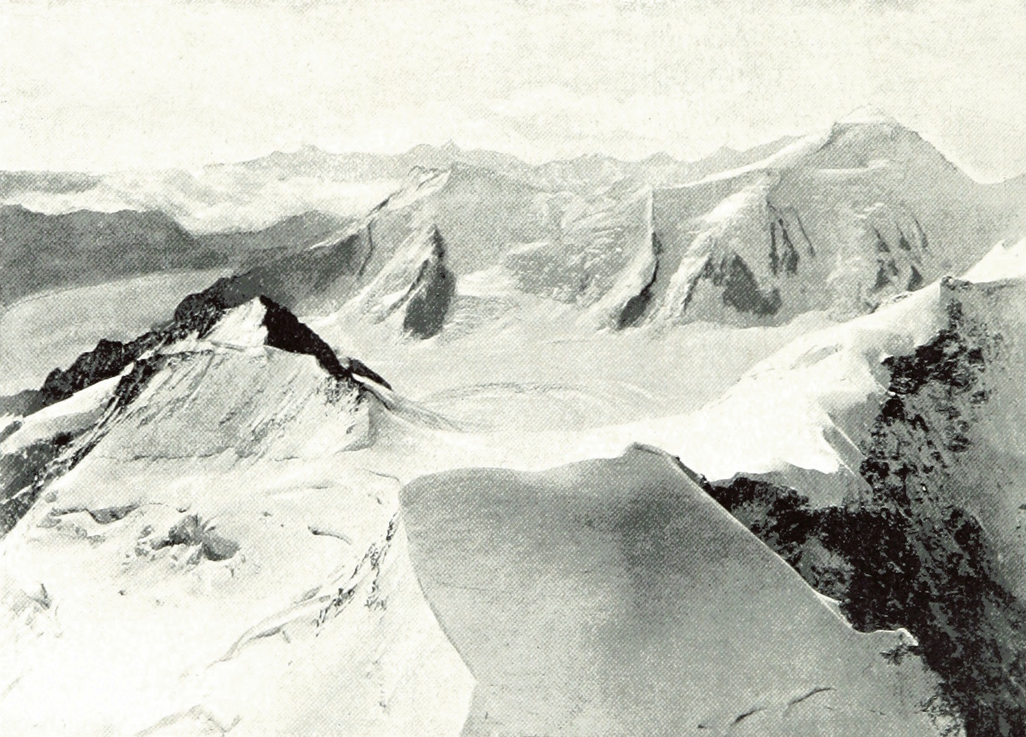 Aletschhorn vu de la Jungfrau par Theodor Wundt, en 1898