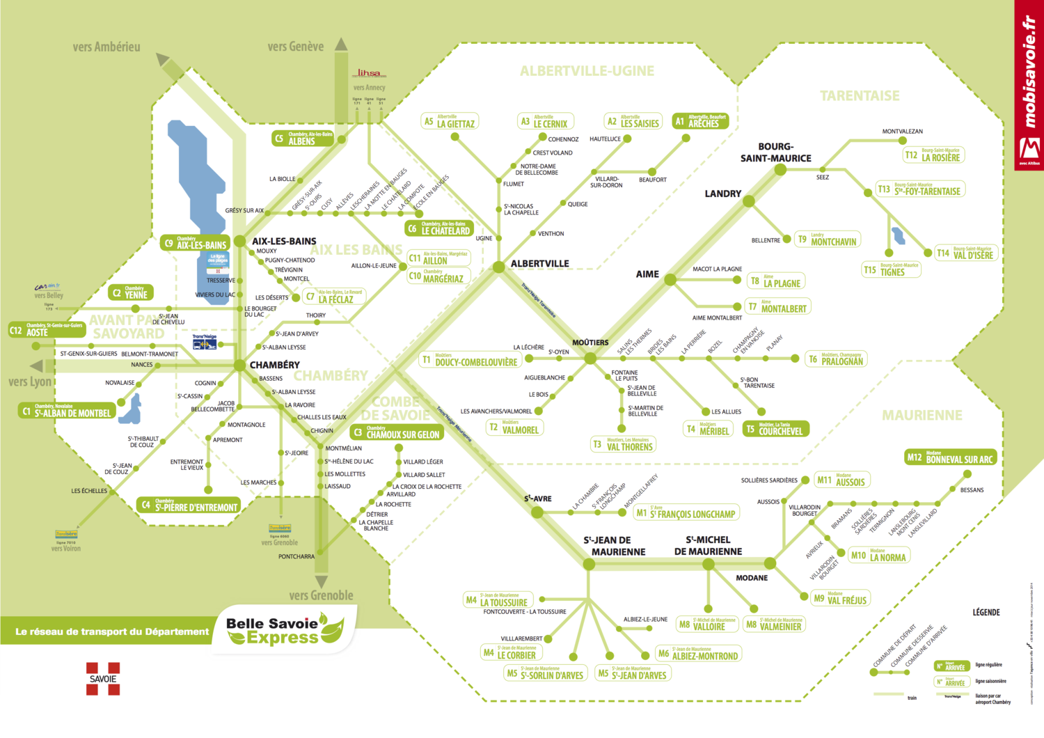 Plan du réseau Belle Savoie Express