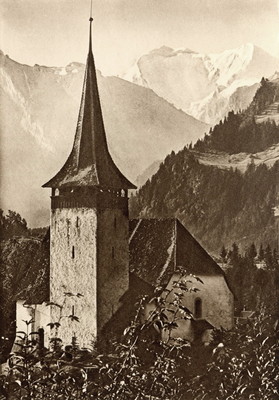 Eglise de Frutigen, Balmhorn et Altels par Gyger