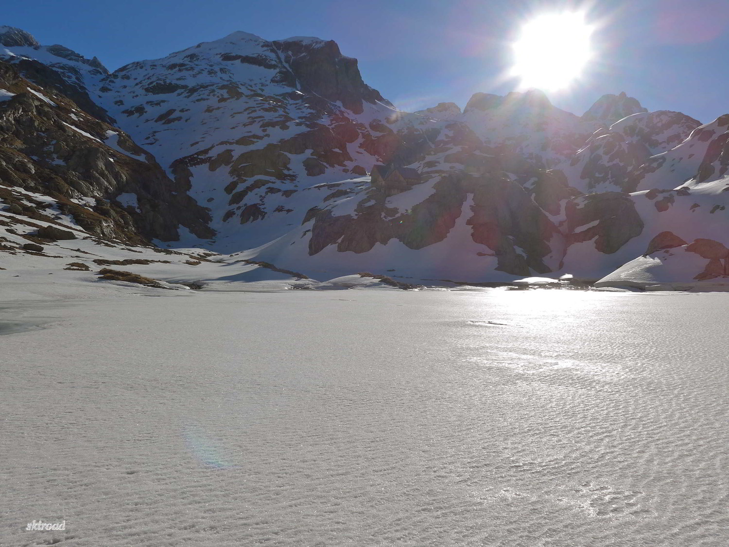 L'itinéraire du Clapier vue du milieu du Lac de la Fous.