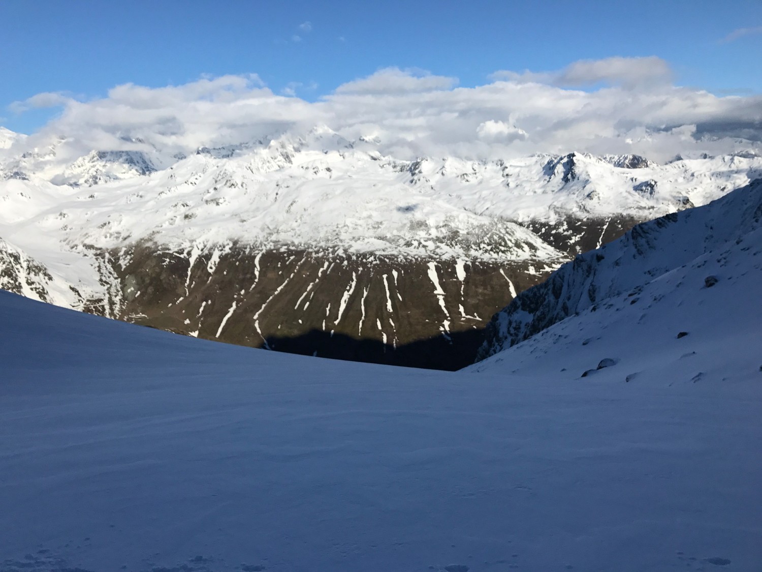 Arrivée sur le glacier de Proz, 2850 m