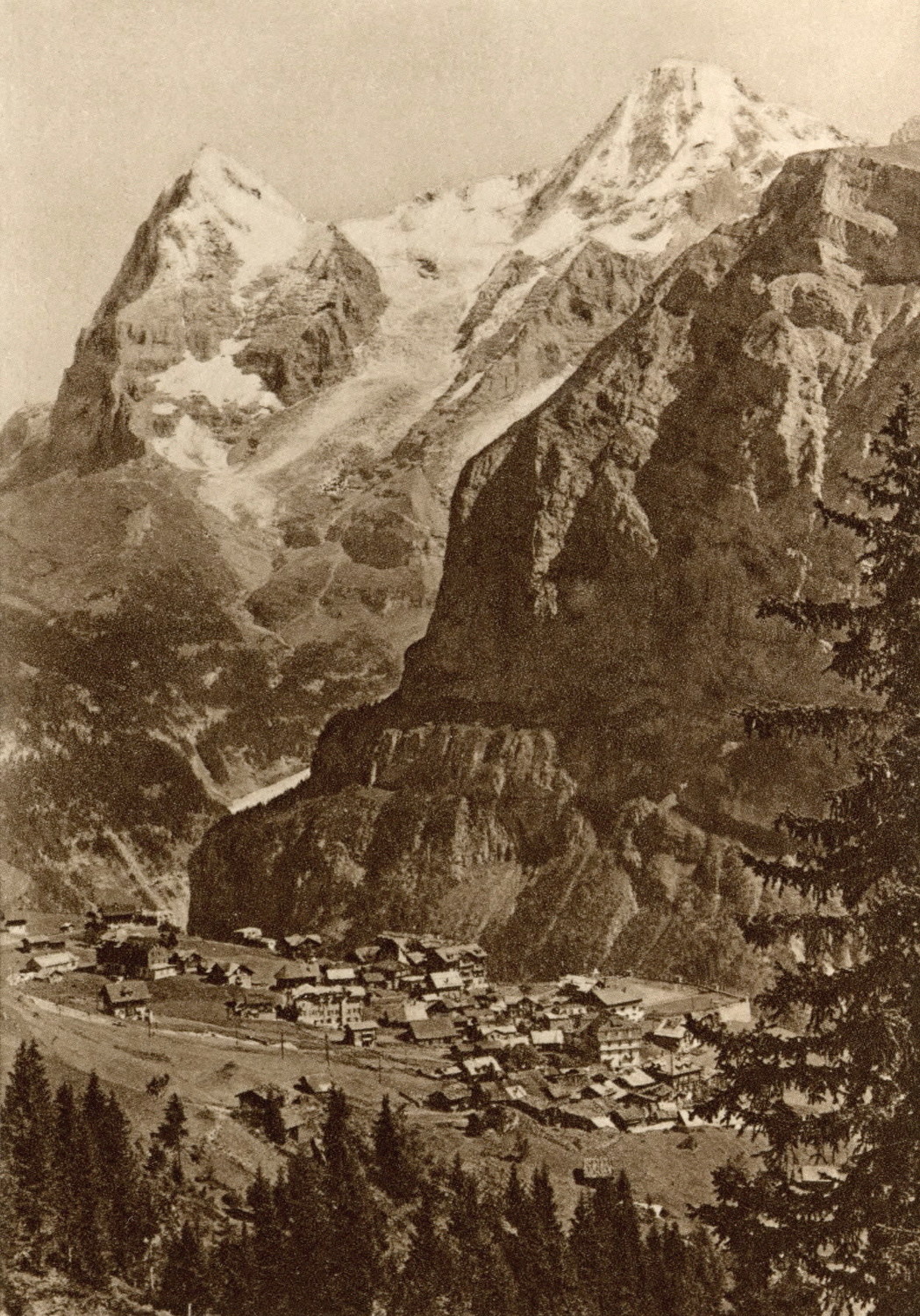 Eiger et Mönch vus de Mürren par Gyger