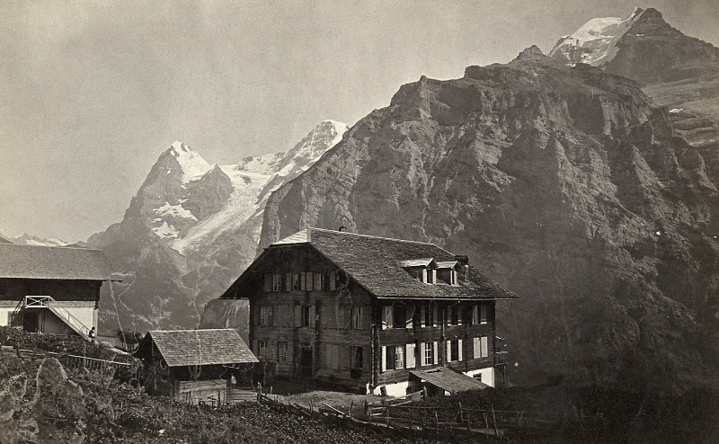 Eiger, Mönch, Silberhorn - vus de Mürren par Gabler en 1870