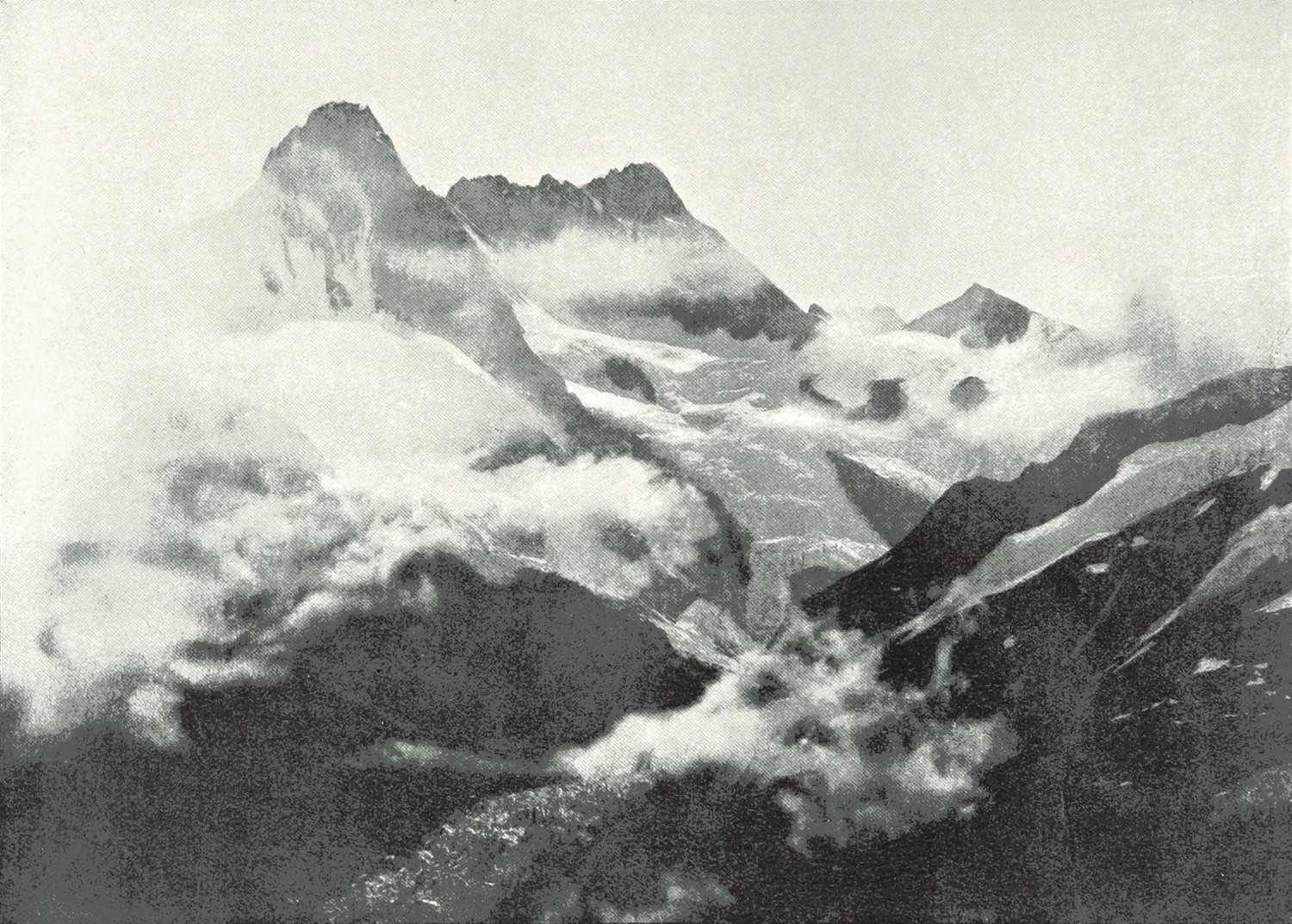 Schreckhorn et Lauteraarhorn par Theodor Wundt en 1898