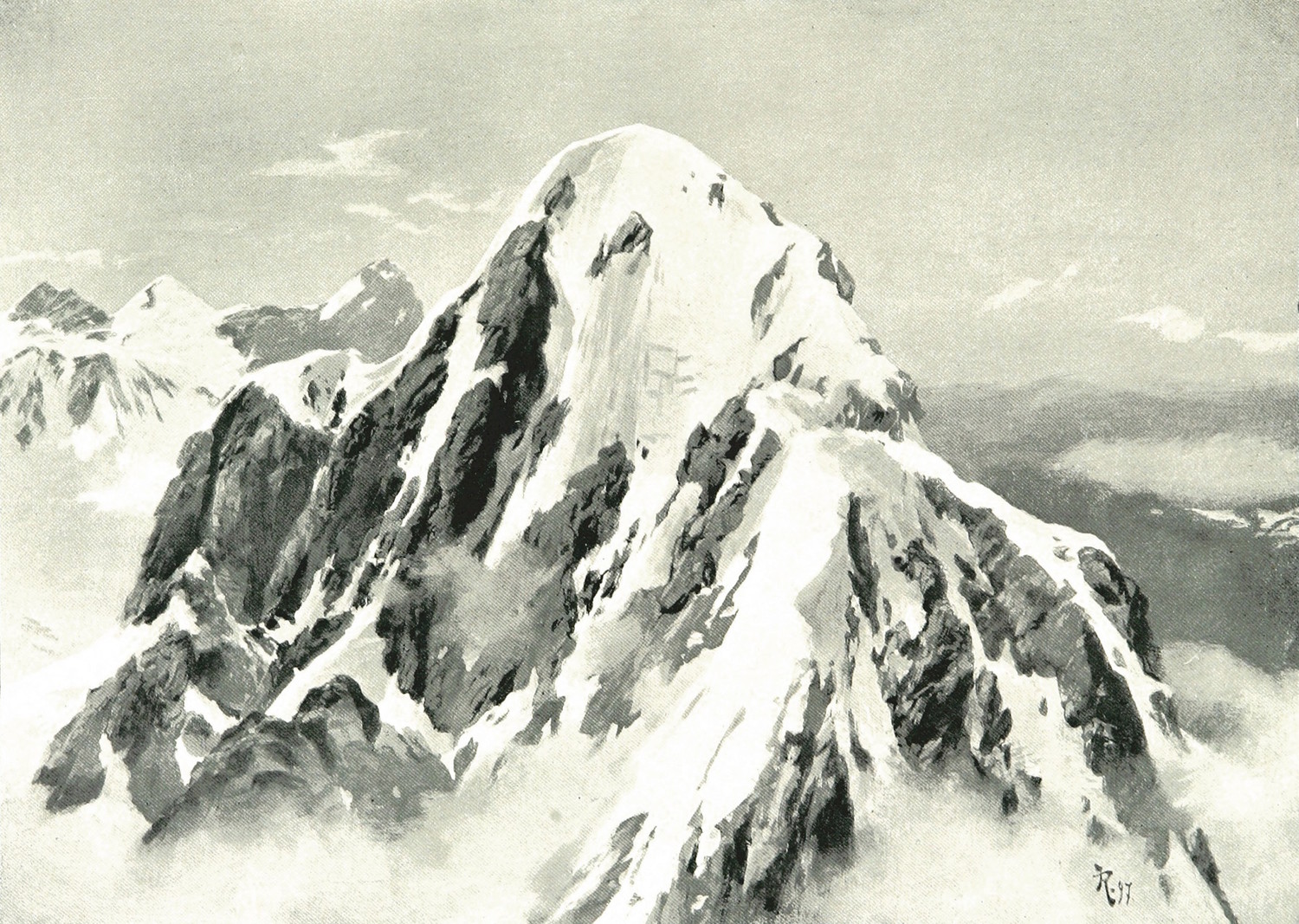 Sommet du Schreckhorn par Théodor Wundt en 1898