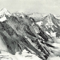 Bietschhorn, Mittaghorn, Grosshorn, Lauterbrunnen Breithorn vus de la Jungfrau par Theodor Wundt en 1898