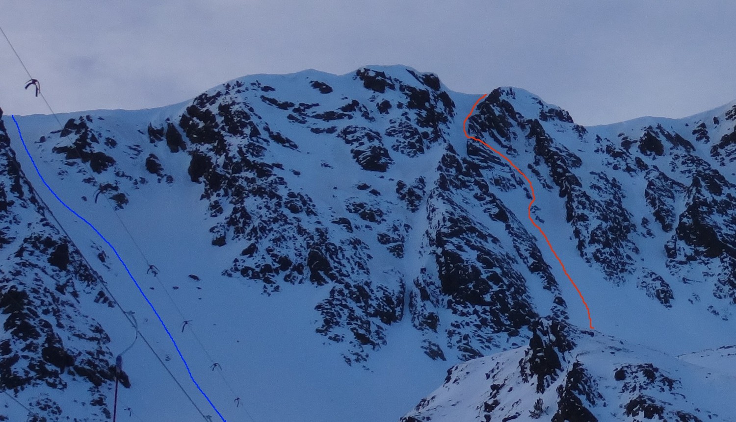 En rouge Montée , en bleu Descente