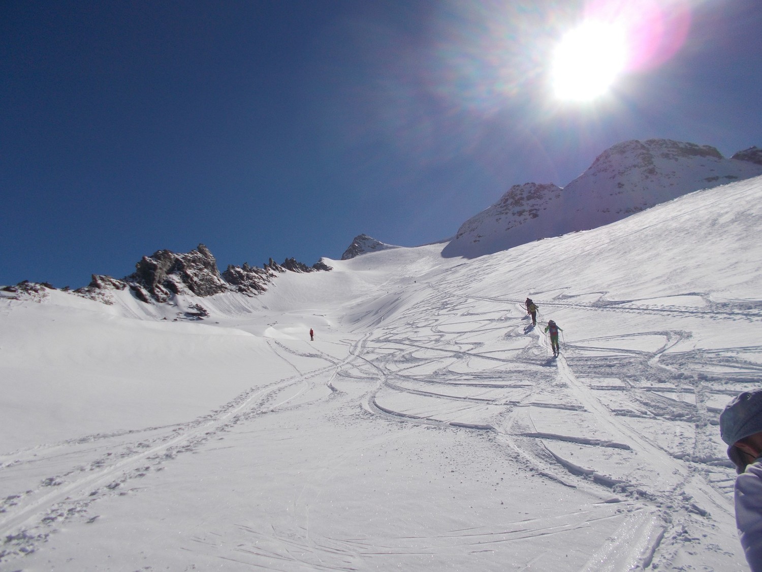 Sul ghiacciaio : in fondo il Breithornpass