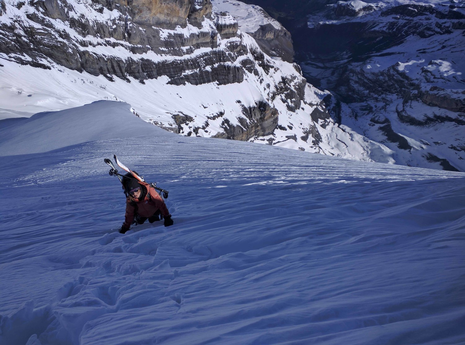 on the part with crampons and a loto of snow