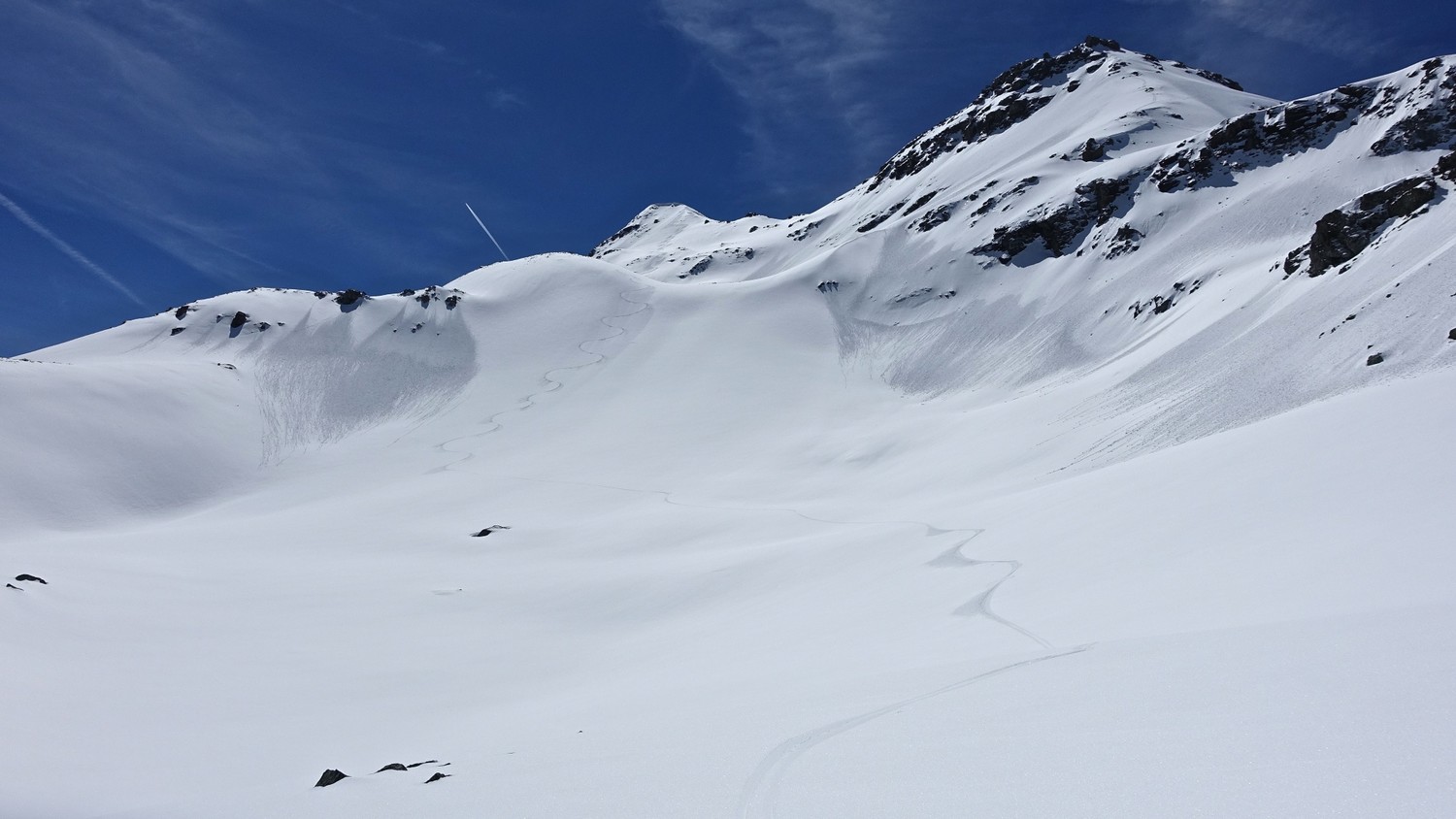 Penne Blanche : Vue générale de la descente depuis le Lac de la Tête