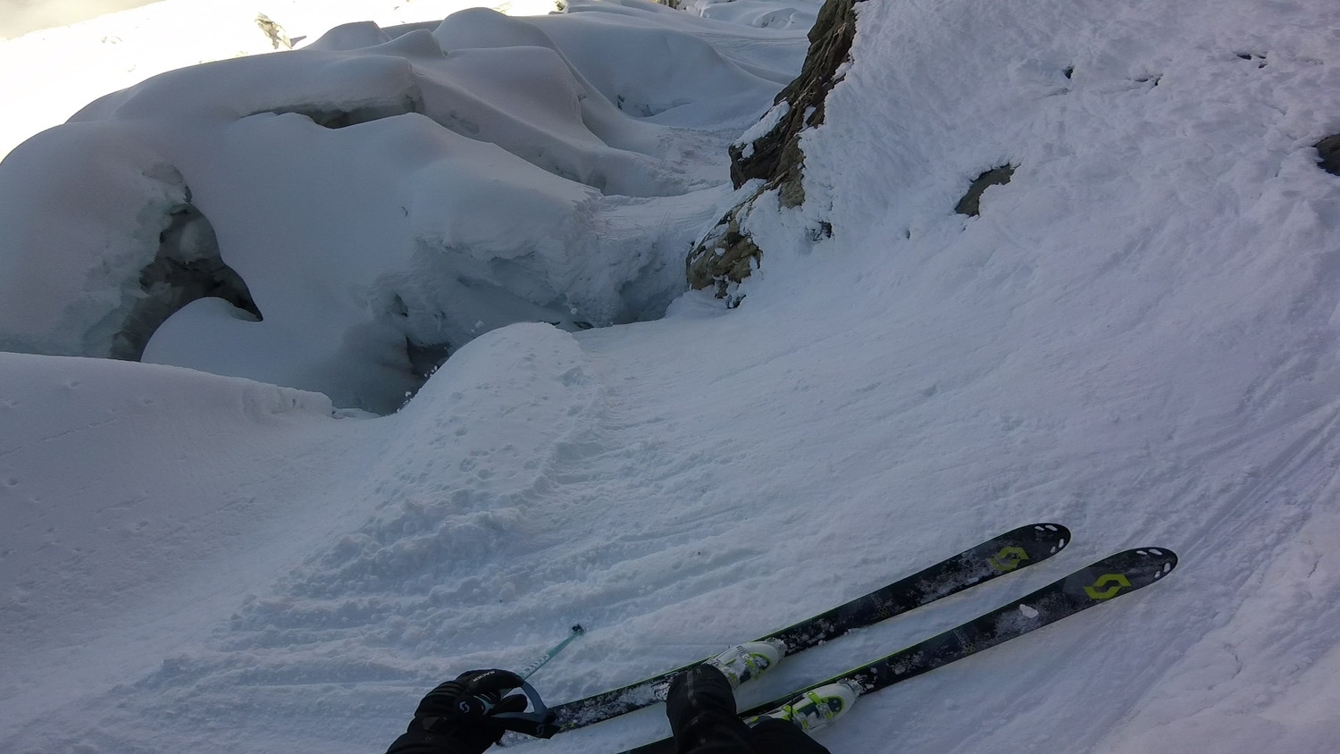 La double crevasse sur le gacier des bossons