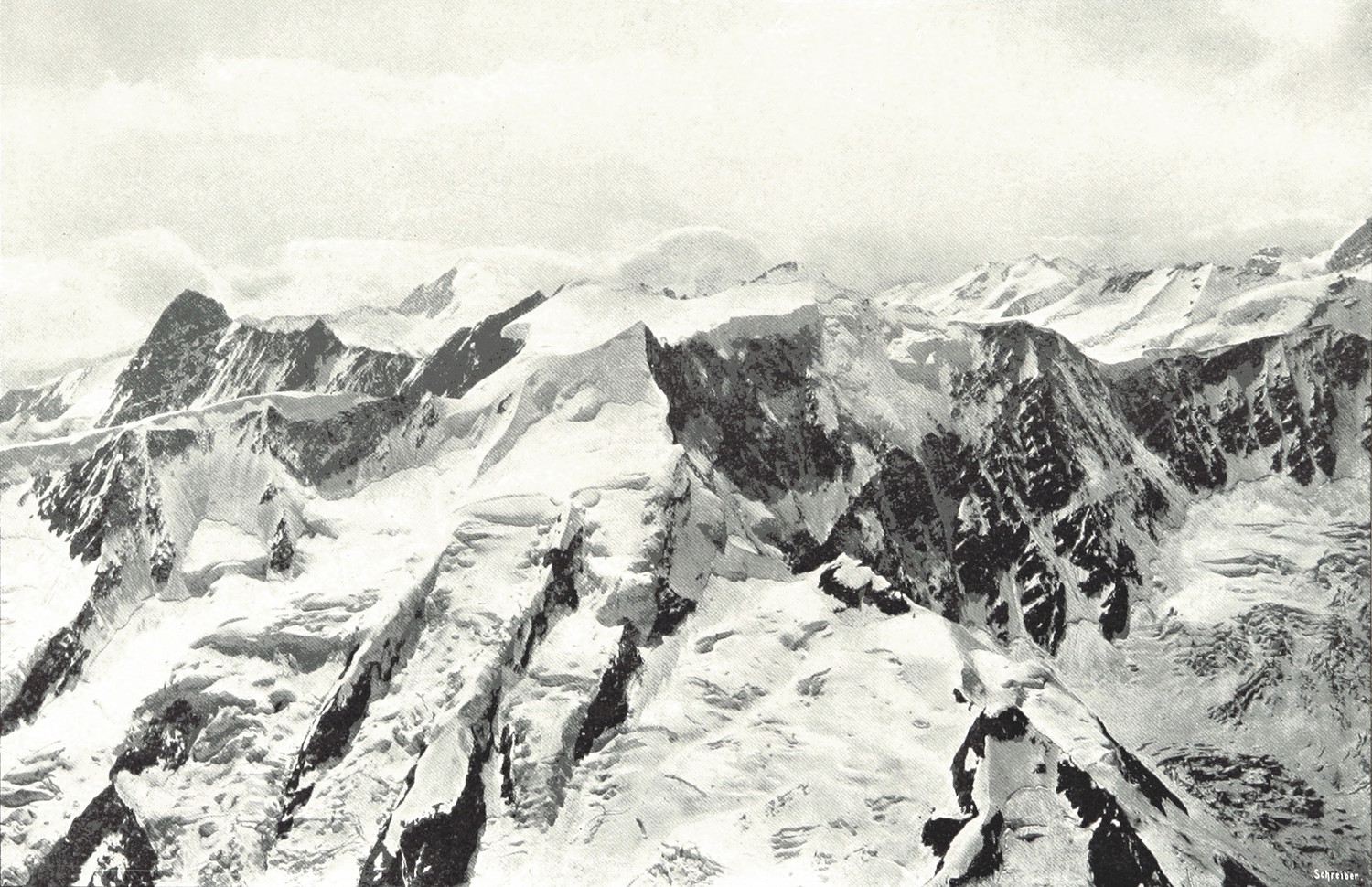 Fiescherhörner vus du Schreckhorn par Theodor Wundt