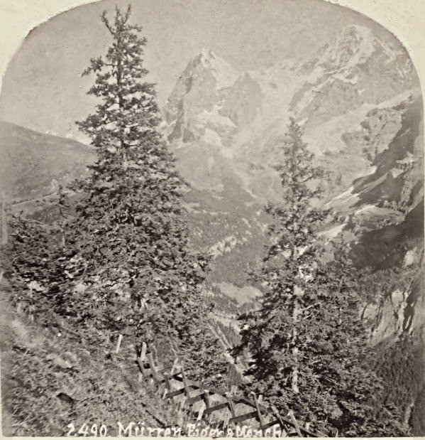 Eiger et Mönch, vus de Mürren par Gabler 1875