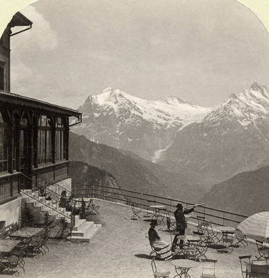 Schynige Platte, vue sur Wetterhorn - Schreckhorn par Gabler 1885 Schynige Platte, vue sur Wetterhorn - Schreckhorn par Gabler 1885