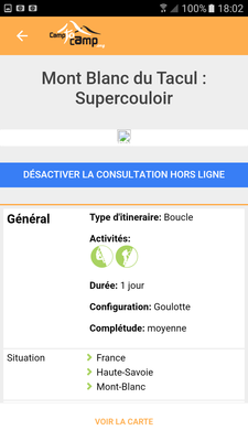 Topo de l'itinéraire - Désactiver la consultation hors ligne Topo de l'itinéraire - Désactiver la consultation hors ligne